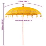 vidaXL Parasol balinais Jaune 215 x 215 x 260 cm