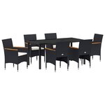 vidaXL Ensemble de salle à manger pour jardin 7 Pièces Noir Poly rotin