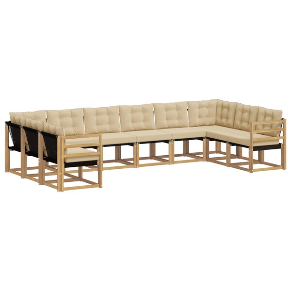 vidaXL Ensemble de canapés d'extérieur 10 pc Blanc et Beige
