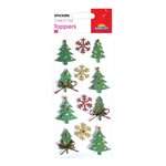 Stickers Noël en relief - Sapins et flocons à paillettes