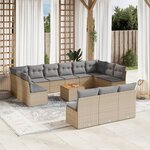 vidaXL Salon de jardin avec coussins 14 Pièces beige résine tressée