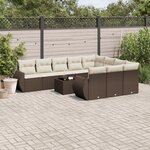 vidaXL Salon de jardin et coussins 11 Pièces marron résine tressée