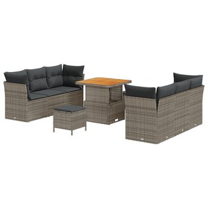 vidaXL Ensemble de canapé de jardin Manuel 9 Pièces Gris 80 x 80 x 71 cm