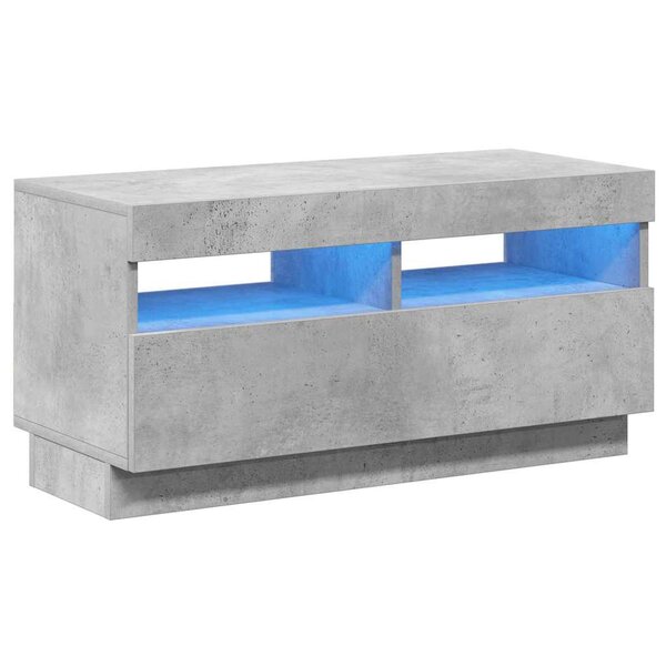 vidaXL Meuble TV avec lumières LED gris béton 80x35x40 cm