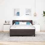 vidaXL Lit à ressorts avec matelas Marron foncé 140 x 190 cm tissu