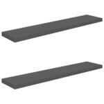 vidaXL Étagères murales flottantes 2 Pièces gris brillant 120x23 5x3 8 cm