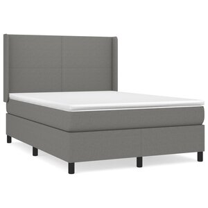 vidaXL Sommier à lattes de lit avec matelas Gris foncé 140x190cm Tissu