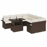 vidaXL Ensemble de canapé de jardin 9 Pièces Marron Poly rotin