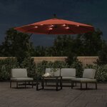 vidaXL Parasol déporté à LED et mât en acier Terre cuite