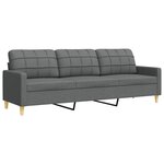 vidaXL Ensemble de canapés 3 Pièces coussins décoratifs gris foncé tissu