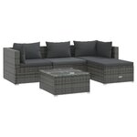 vidaXL Salon de jardin 5 Pièces avec coussins Résine tressée Gris