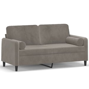 vidaXL Canapé 2 places oreillers et coussins Gris clair 140 cm Velours