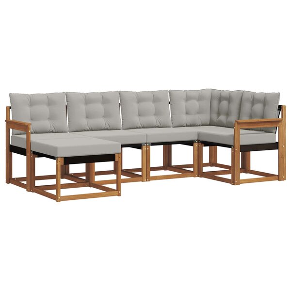 vidaXL Ensemble de canapés d'extérieur 6 pc Gris Naturel et Clair