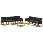 vidaXL Ensemble de canapés d'extérieur 9 Pièces Naturel et noir