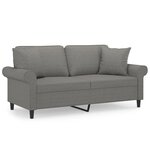 vidaXL Canapé 2 places et oreillers et coussins Gris foncé 140cm Tissu