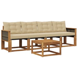 vidaXL Ensemble de canapés d'extérieur 5 Pièces Naturel et Beige