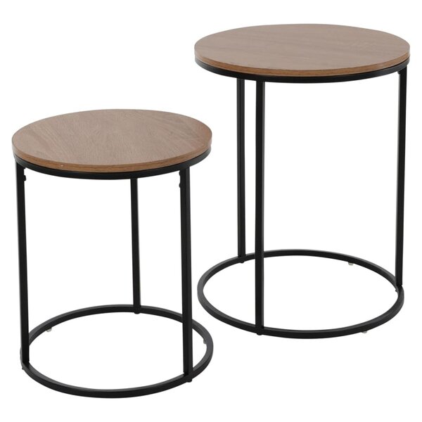 H&S Collection Ensemble de tables d'appoint dessus en bois 2 Pièces