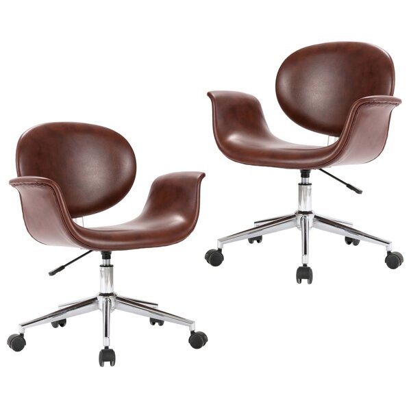 vidaXL Chaises pivotantes à manger lot de 2 marron similicuir