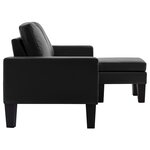 vidaXL Canapé à 3 places avec repose-pied Noir Similicuir