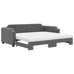 vidaXL Lit de jour avec gigogne et matelas gris foncé 90x190 cm tissu