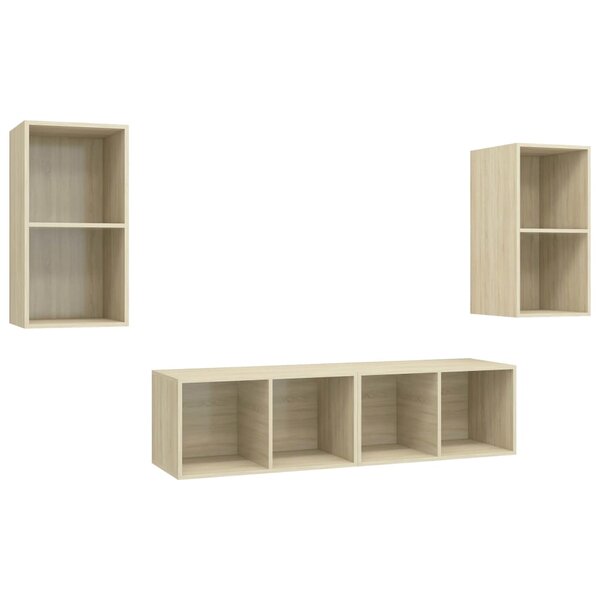 vidaXL Meubles TV muraux 4 Pièces Chêne sonoma Bois d'ingénierie