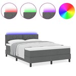 vidaXL Lit Box Spring avec matelas & LED Gris Foncé 140x200 cm Tissu