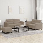 vidaXL Ensemble de canapés 3 Pièces avec coussins taupe tissu microfibre