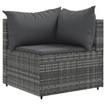 vidaXL Salon de jardin 5 Pièces avec coussins Gris Résine tressée