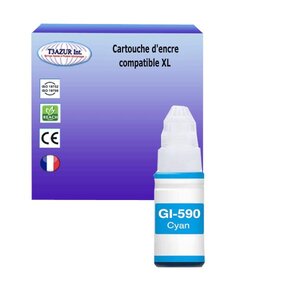 Cartouche compatible avec Canon Pixma G1500, G1501, G1510, G2500, G2501, G2510 remplace Canon GI-590 Cyan  - T3AZUR