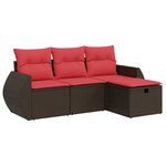 vidaXL Salon de jardin 4 Pièces avec coussins marron résine tressée