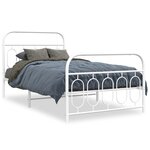vidaXL Cadre de lit métal sans matelas et pied de lit blanc 100x200 cm