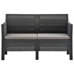 vidaXL Salon de jardin 2 Pièces avec coussins PP Rotin Anthracite