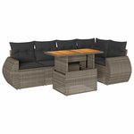 vidaXL Salon de jardin 6 Pièces avec coussins gris résine tressée