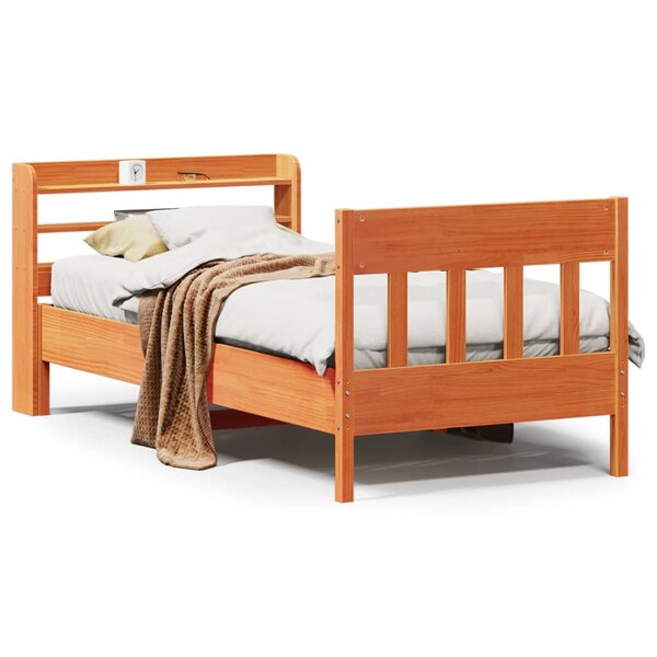 vidaXL Cadre de lit sans matelas cire marron 90x200 cm bois pin massif