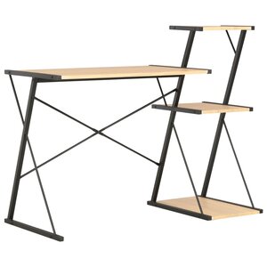Bureau table poste de travail meuble d'ordinateur informatique étude avec étagère et chêne 116 x 50 x 93 cm noir 02_0023480
