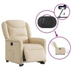 vidaXL Fauteuil inclinable électrique crème tissu