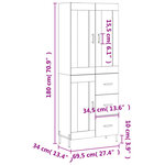 vidaXL Buffet haut Chêne fumé 69 5x34x180 cm Bois d'ingénierie