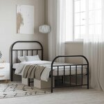 vidaXL Cadre de lit métal sans matelas avec pied de lit noir 80x200 cm