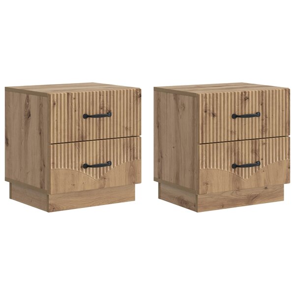 vidaXL Cabinet de chevet 2 Pièces Chêne artisanal 43 x 34 5 x 44 5 cm