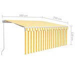 vidaXL Auvent manuel rétractable avec store LED 3x2 5 m Jaune et blanc