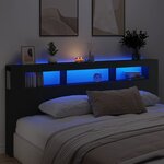 vidaXL Tête de lit à LED noir 220x18 5x103 5 cm bois d'ingénierie