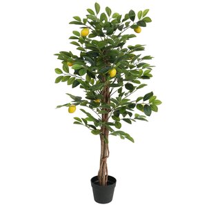 vidaXL Citronnier artificiel avec 3 troncs vert 120 cm PP