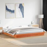 vidaXL Cadre de lit à LED cire marron 200x200 cm bois de pin massif