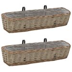 vidaXL Jardinières de balcon 2 Pièces osier avec revêtement en PE 80 cm