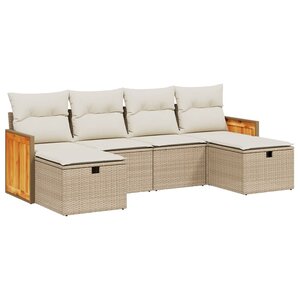 vidaXL Salon de jardin avec coussins 6 Pièces beige résine tressée