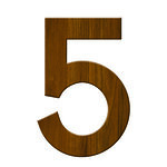 Numéro 5-Numéro adhésif pour boîtes aux lettres - Vinyle épais texturé, hauteur 50 mm - Bois Miel