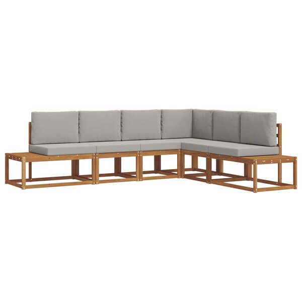 vidaXL Ensemble de canapés d'extérieur 6 Pièce Gris Naturel et Clair