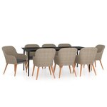 vidaXL Ensemble de salle à manger de jardin avec coussins 7 Pièces Marron