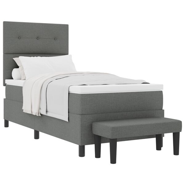 vidaXL Lit à Sommier avec Matelas & Banc Gris Foncé 90x190 cm Tissu