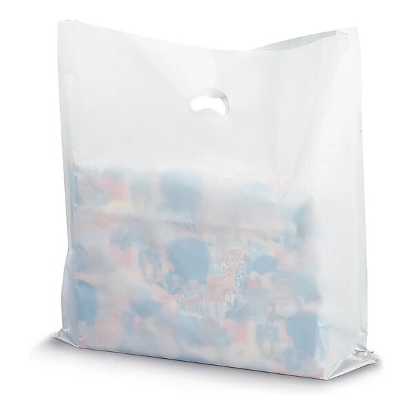 Sac plastique blanc grand volume à poignées découpées 58 x 65 x 10 cm (lot de 50)